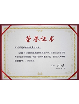 宝安人民政府质量前进奖